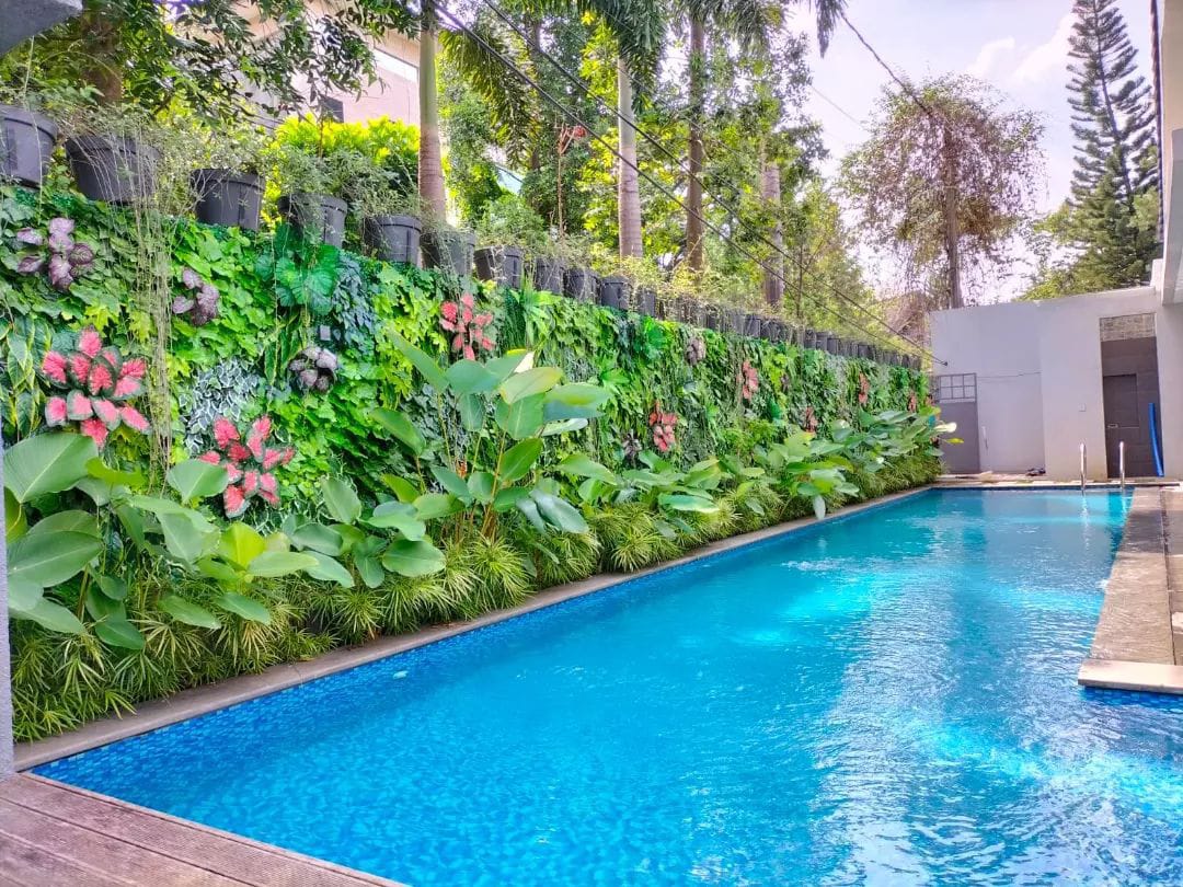 cara merawat vertikal garden sintetis